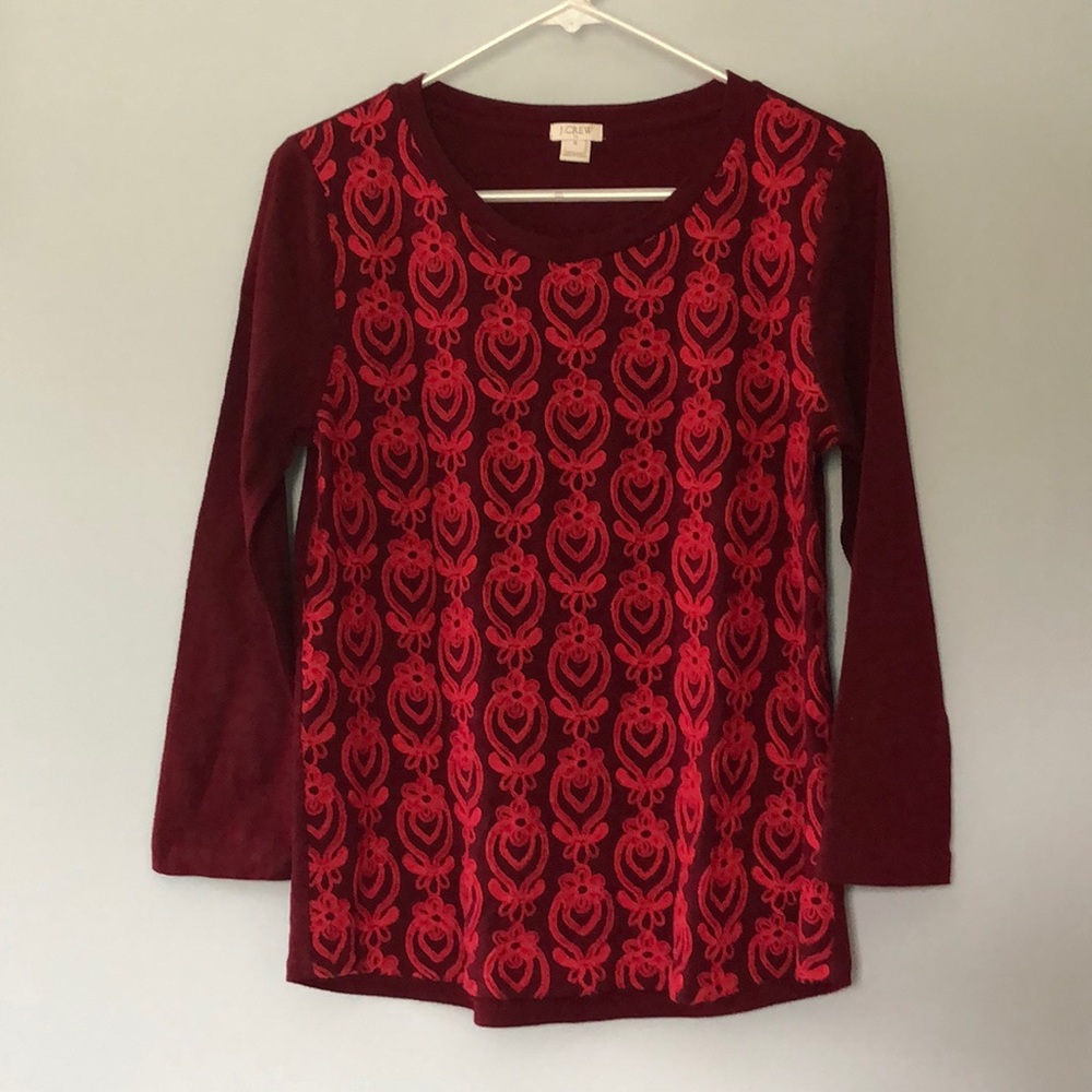 J. Crew Embroidered Front Top